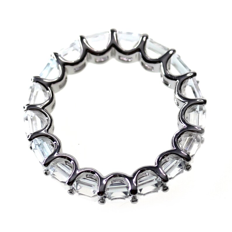 925 Sterling Silver Fine Jewelry Eternity Bands Natural White Topaz