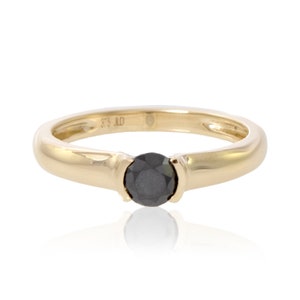 Natural Black Spinel Gemstone Ring, 925 Sterling Silver Over Gold Plated Band Ring, Engagement Ring, Anniversary Gift-Gift For Her image 2