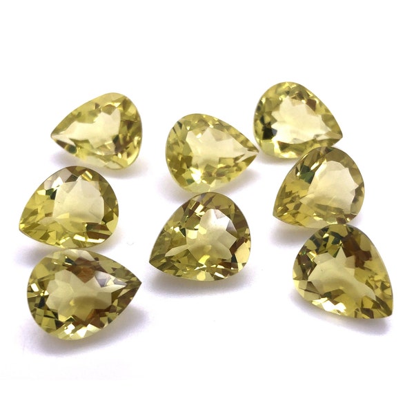 Lot de pierres précieuses à facettes naturelles de quartz Ouro Verde, pierres précieuses en forme de poire, pierre en vrac de quartz de qualité AAA pour bijoux.