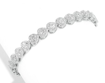 925 Sterling Silver Pave Tennis Bracelet, Bridesmaid Bracelet, Zircon Bracelet, Wedding Jewelry Dainty Bracelet Anniversary Gift For Her