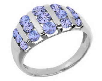 Natural Tanzanite Silver Ring Fine Jewelry 925 Sterling Silver Tanzanite Ring Jewelry Wedding Gift-Gift For Her