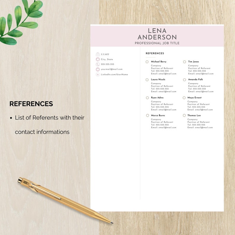 Resume Examples Female Stylish Women's Resume With Editable Design, Modern Resume Template ...