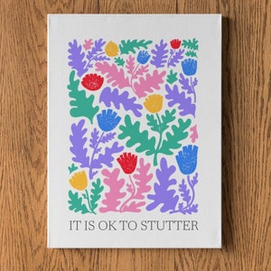 Custom Stuttering Canvas Person Who Stutters SLP Office Decor, Speech Language Pathologist Matte Stretched Floral Inspiring Wall Art, 1.25"