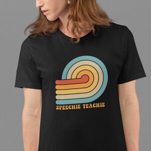 Speechie Teachie T-shirt, Pastel Retro Sun Shirt, SLP Gift, Gift for SLP, Speech language pathology gift, Speechie Gift