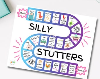 Stuttering Therapy SLP Game, Instant Download Silly Stuttering Printable Game for SLP, Speech Therapy Activity, Voluntary Stuttering Game