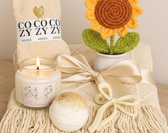 SLP Hug in a Box - Cozy Care Package with Bath Bomb and Sunflower