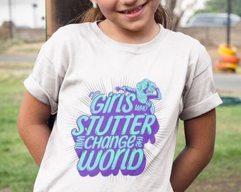 Girl Stuttering Superhero Tee (Youth XS-L, Cotton)