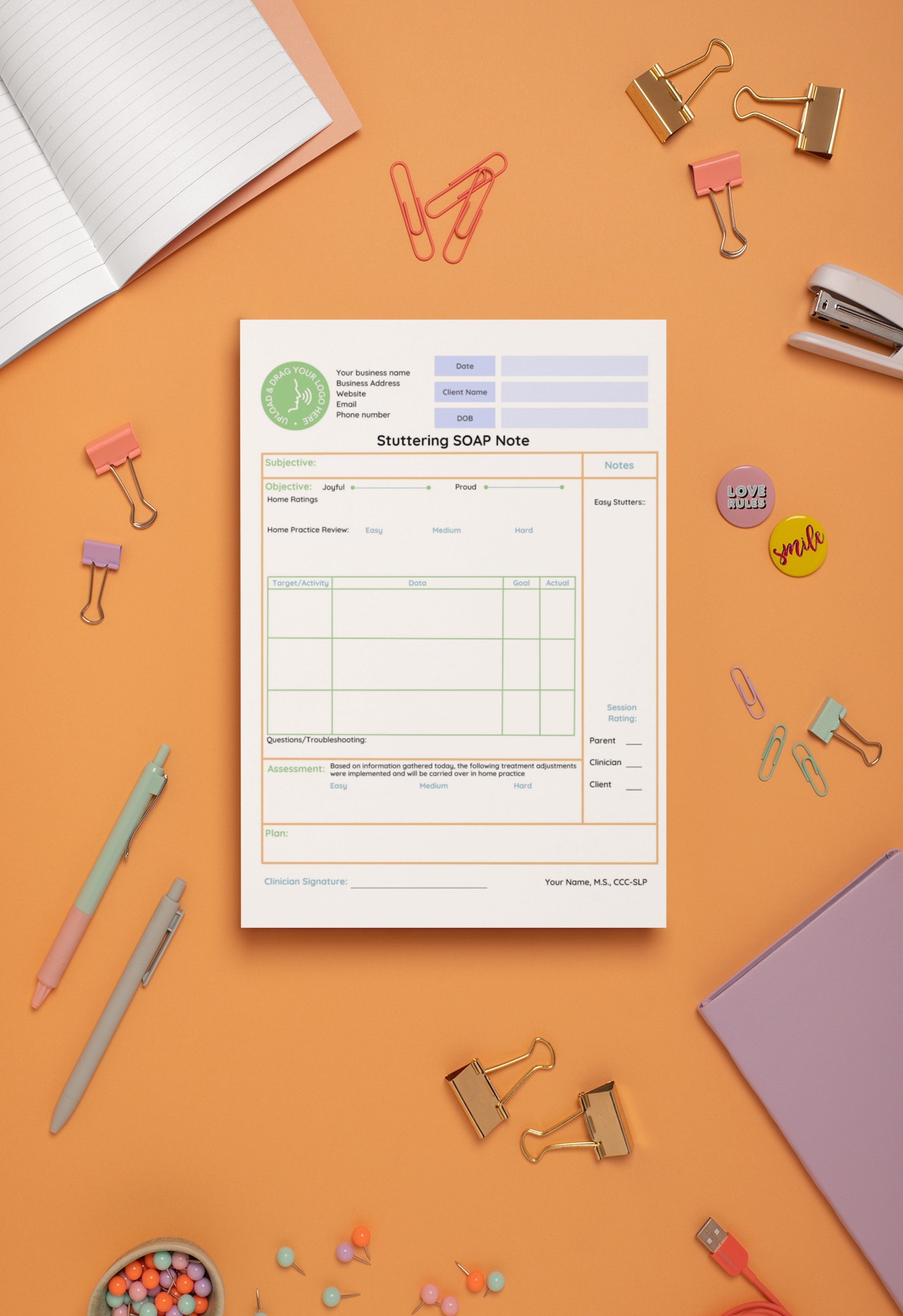 Stuttering Therapy SOAP Note Template (editable Digital Download) - Etsy