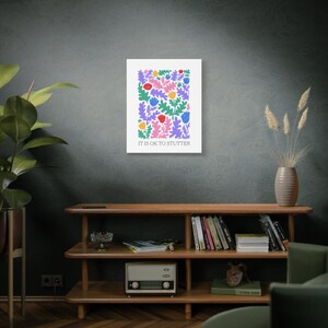 Custom Stuttering Canvas Person Who Stutters SLP Office Decor, Speech Language Pathologist Matte Stretched Floral Inspiring Wall Art, 1.25"