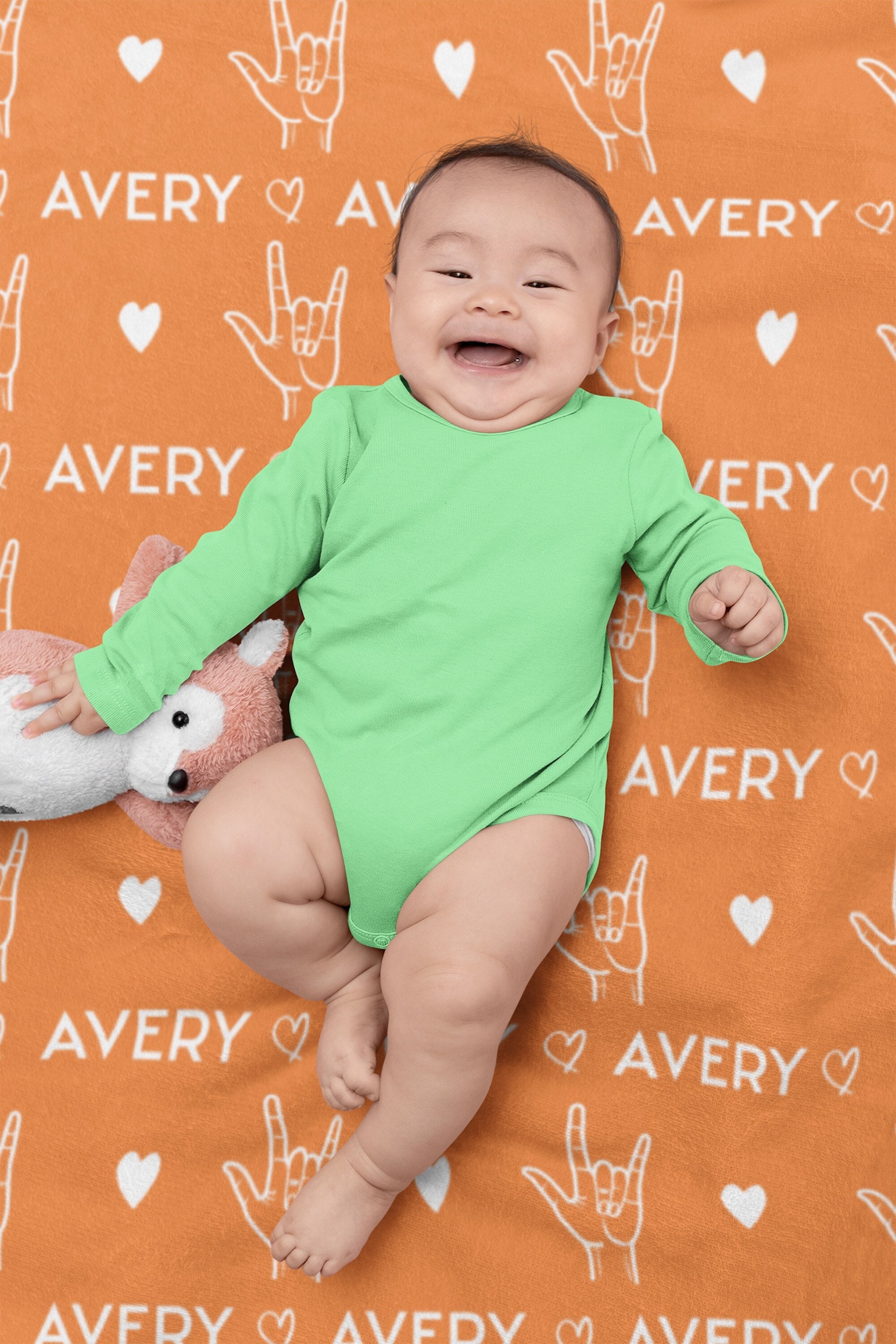 Custom ASL Sign Baby Blanket, Personalized Name ILY ASL Gift, Toddler I