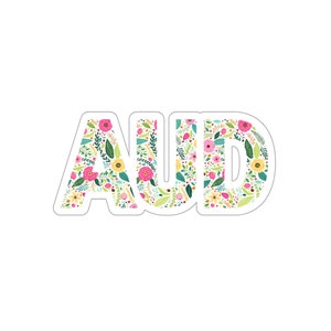 Retro Floral AUD Sticker - Matte Vinyl, Water-Resistant image 9