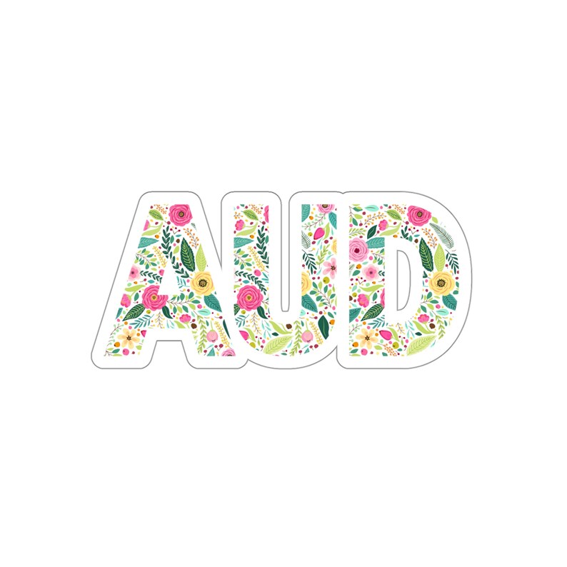 Retro Floral AUD Sticker - Matte Vinyl, Water-Resistant image 9