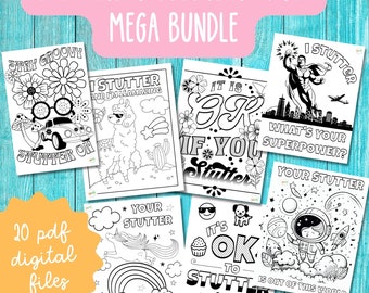Stuttering Therapy Coloring Set: Fun, Kid-Friendly Designs - Digital Download