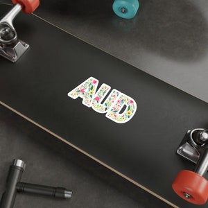 Retro Floral AUD Sticker - Matte Vinyl, Water-Resistant image 3