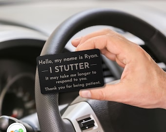 I Stutter Wallet ID Card, Engraved Stainless Steel (Disability Reminder)