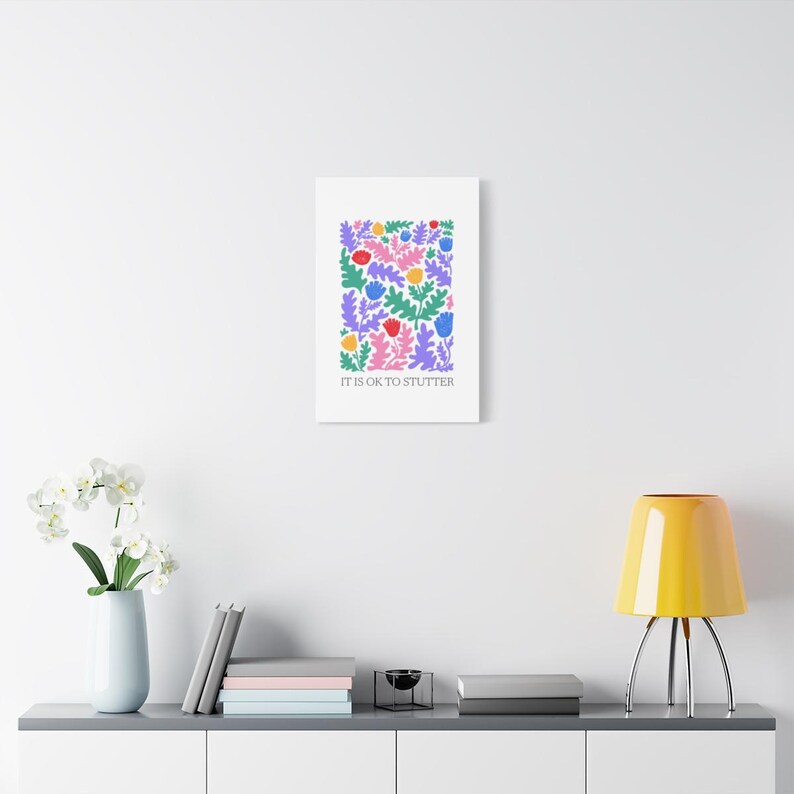 Custom Stuttering Canvas Person Who Stutters SLP Office Decor, Speech Language Pathologist Matte Stretched Floral Inspiring Wall Art, 1.25"