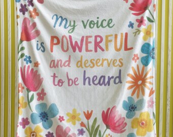 Velveteen Throw Blanket: Floral Design - Empowering Speech Affirmation