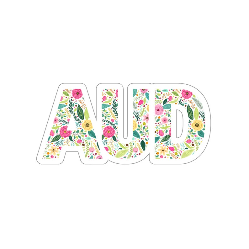 Retro Floral AUD Sticker - Matte Vinyl, Water-Resistant image 10