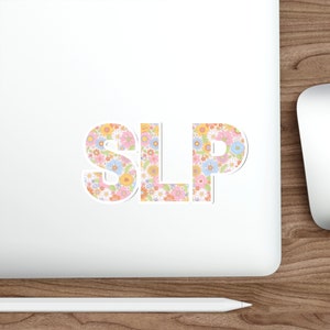 Retro Sticker Gift SLP, Fun Retro Floral SLP Sticker, Cute Speech Path Sticker Gift, Die-Cut Vinyl Matte Sticker, 2&quot;, 3&quot;, 4&quot;, 5&quot;, Slp Gift