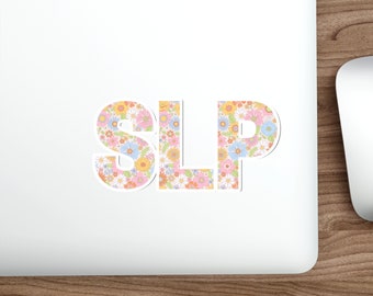 Retro Sticker Gift SLP, Fun Retro Floral SLP Sticker, Cute Speech Path Sticker Gift, Die-Cut Vinyl Matte Sticker, 2&quot;, 3&quot;, 4&quot;, 5&quot;, Slp Gift