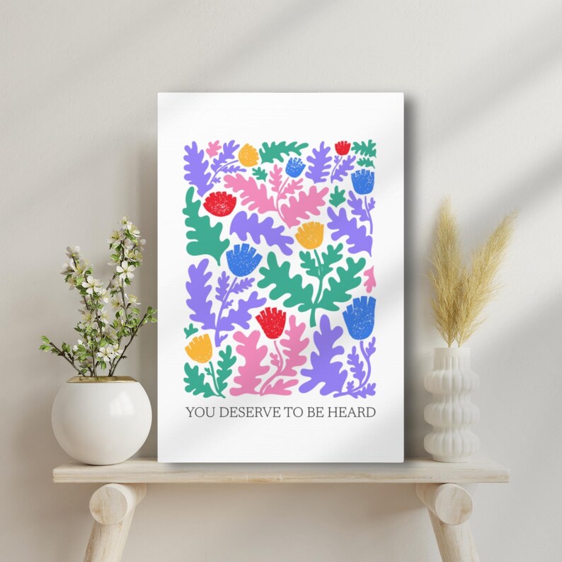 Custom Stuttering Canvas Person Who Stutters SLP Office Decor, Speech Language Pathologist Matte Stretched Floral Inspiring Wall Art, 1.25"