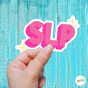 Retro Pink SLP Sticker Gift for Speechies, Cute Speech Path Sticker Gift, Die-Cut Vinyl Matte Sticker, 2", 3", 4", 5", Slp Grad Gift Sticker