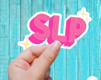 Retro Pink SLP Sticker Gift for Speechies, Cute Speech Path Sticker Gift, Die-Cut Vinyl Matte Sticker, 2&quot;, 3&quot;, 4&quot;, 5&quot;, Slp Grad Gift Sticker