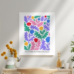 Custom Stuttering Canvas Person Who Stutters SLP Office Decor, Speech Language Pathologist Matte Stretched Floral Inspiring Wall Art, 1.25"