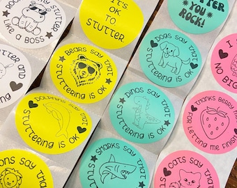 Kids Stuttering Acceptance Stickers - Colorful Rewards for Therapy Sessions