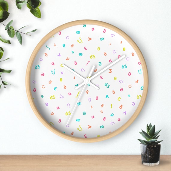Speech Therapy Clock: SLP IPA Design (Wood Frame, Multiple Colors)