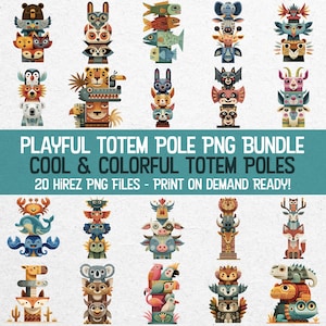 25 Cute Totem Pole High-Res Transparent PNGs – Instantly Add Retro Charm to Kids Decor, Stickers, Crafts & Merch – Commercial Free Use