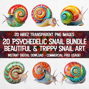 Psychedelische slakkunst - digitale download png-bundel - 20 trippy slakafbeeldingen