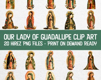 Our Lady of Guadalupe Clip Art Bundle - 20 Beautiful Religious Images, Virgin Mary Digital Art, Catholic Icons for Crafts & Projects