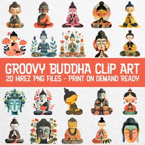 Pacote Premium de clipart de Buda e meditação - 20 imagens PNG originais inspiradas no Zen para artesanato, produtos e muito mais! Pronto para impressão sob demanda!