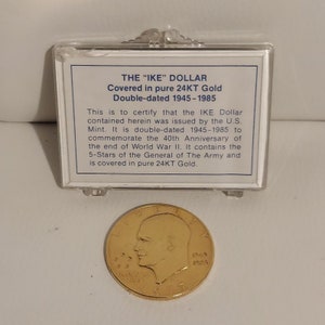 Rare 24KT Gold Covered Double-dated 1945-1985 WWII Commemorative US Mint Coin