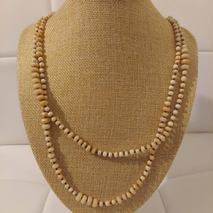 Vintage Avenue Beige and Gold Tone Beaded 50&quot; Necklace