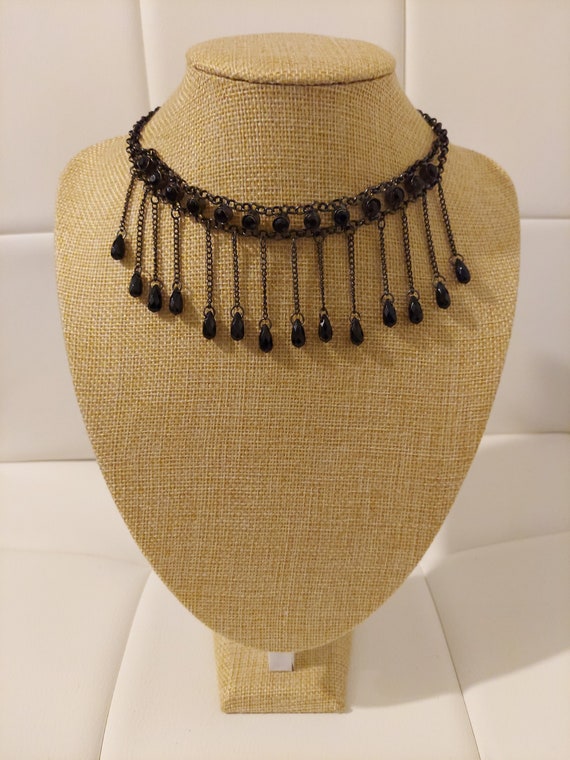 Vintage Icing Black Beads Dangle Drop Tears Dark … - image 1
