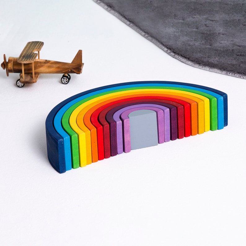 Wooden Rainbow Grimms Toy, Montessori Gift, Waldorf Stacker, 1 2 3 4