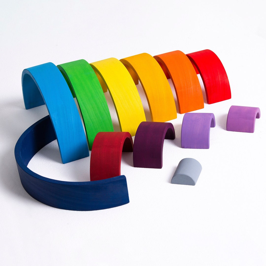 Wooden Rainbow Stacker Toys, Grimms Toys, Waldorf Puzzle, Montessori