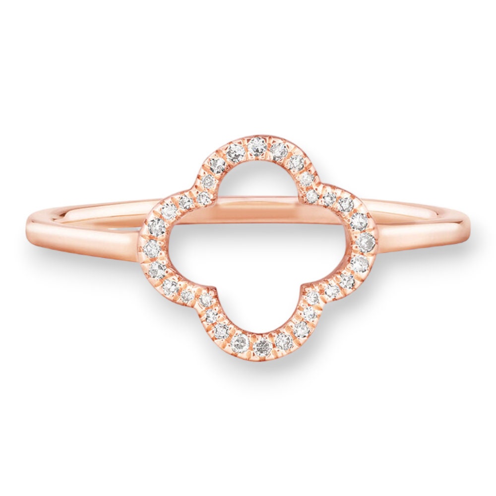 S925 Moissanite Four Leaf Clover Ring In Colored Pear Cut CZ