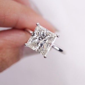 2.0CT Princess Cut Solitaire Engagement Ring , 14k Solid Gold Solitaire Anniversary Ring , Silver Promise Ring for Women