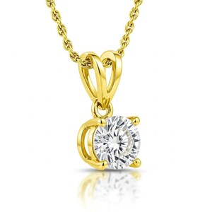 1 Ct Round  Diamond Necklace, 14K Gold Lab Grown Diamond Solitaire Pendant Necklace