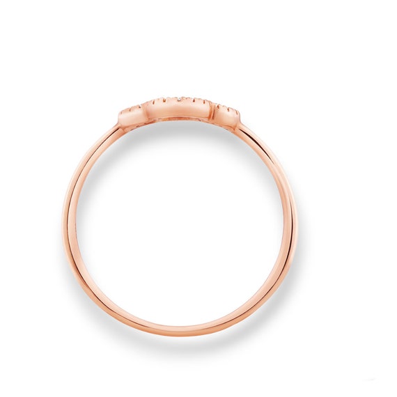 Clover Ring With Moissanite 14k Rose Gold, Engagement Gold