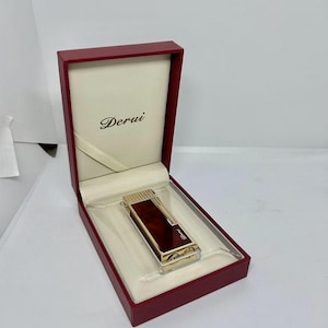 Increíble encendedor de gas vintage coleccionable chapado en oro, de llama suave, de la vieja escuela, en una caja
