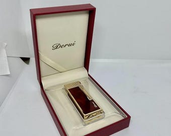 Increíble encendedor de gas vintage coleccionable chapado en oro, de llama suave, de la vieja escuela, en una caja
