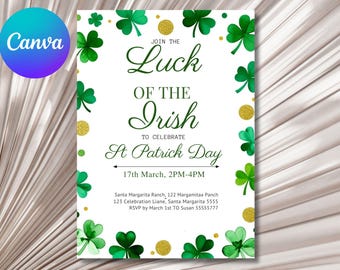 St. Patrick's Day Party Invitation: Shamrock & Beer (Digital Download)