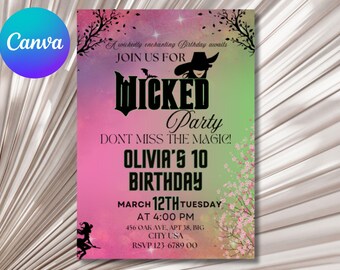 Editable Wicked Birthday Party Ticket Invitation (Digital)