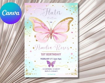 Butterfly Birthday Invitation: Whimsical Floral Garden (Instant Download)