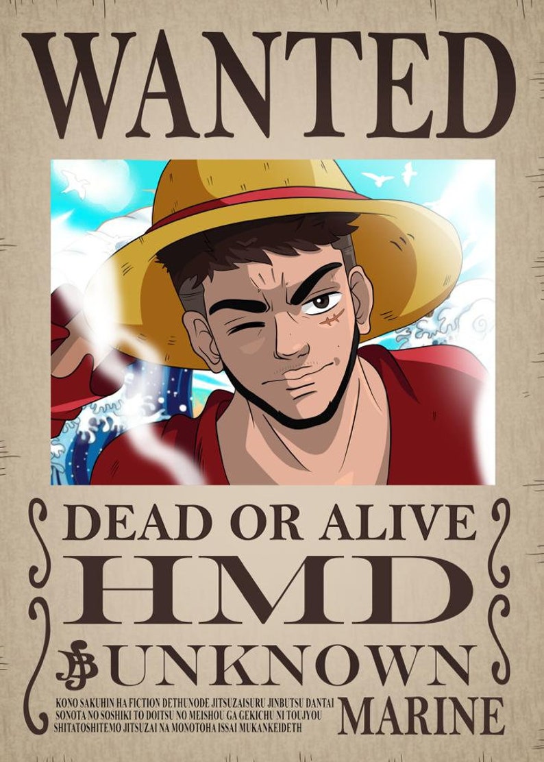 Anime Wanted Poster Custom Portrait in Black Wanted Poster Etsy