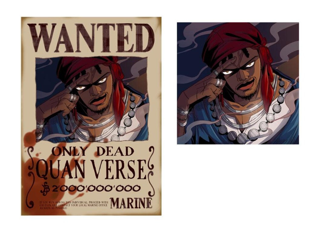 Custom Anime Wanted Poster, Drawing Portrait in Wanted Poster, Custom